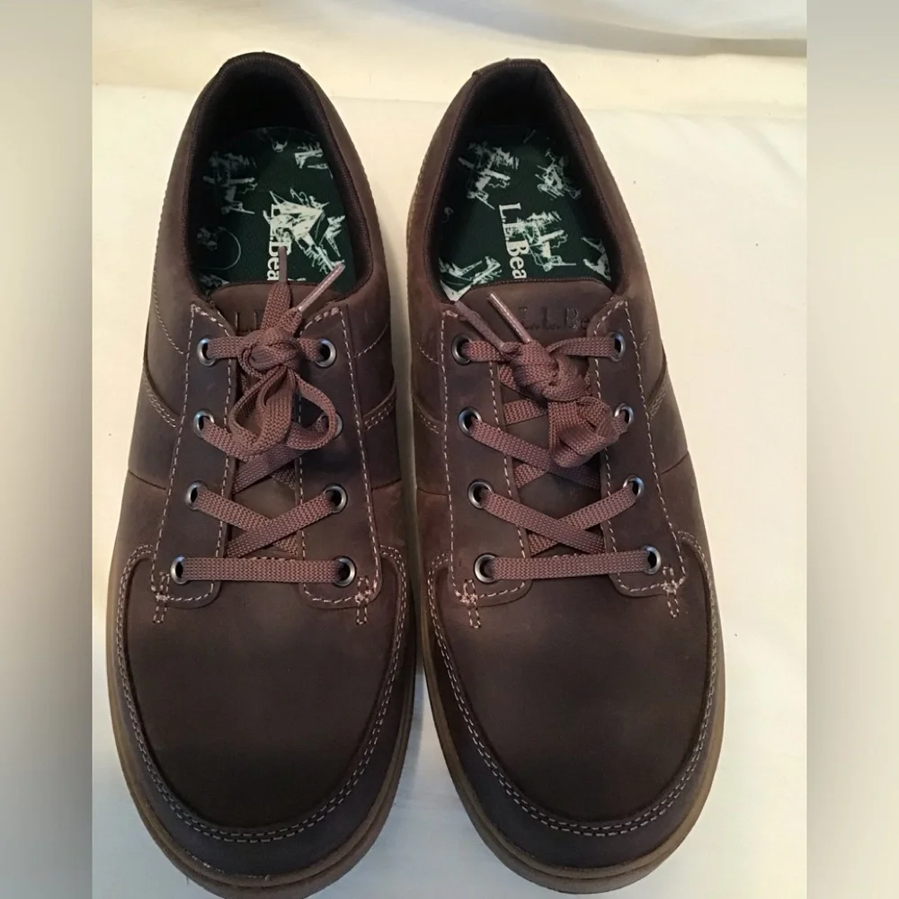 L.L. Bean mens brown leather Mountainside Oxfords NWOB - Picture 2 of 7